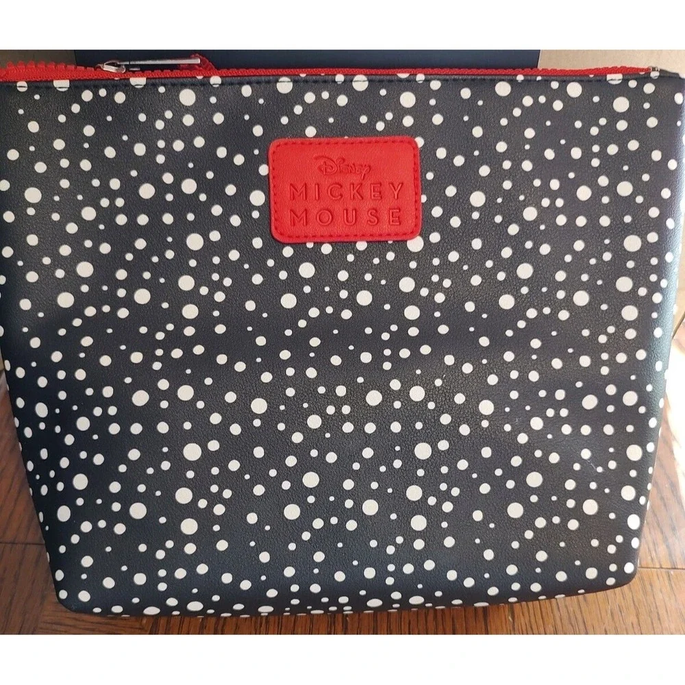 NEW Disney MICKEY MOUSE Zipper Pouch  Set of 2    Black/Cream